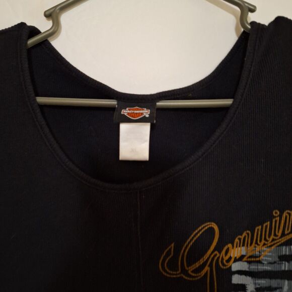 Harley Davidson Women's Waffle Weave Shirt Thermal Style Graphic Biker Chic XL - Picture 3 of 7